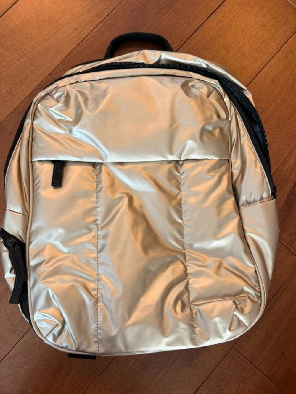 CALPAK Metallic Champagne Silver Travel Laptop Backpack Never Used NWOT